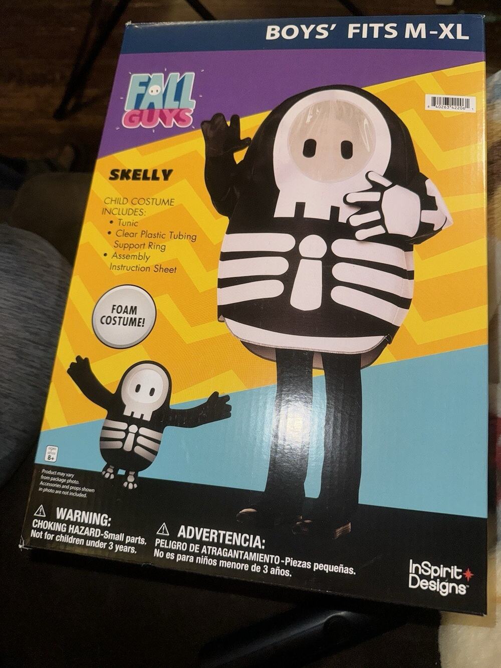 Fall Guys Skelly Skeleton Tunic Boys Halloween Costume Size Med Lg XL